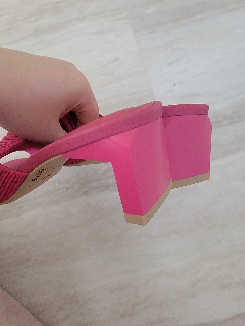 Vivaia Square Toe Block Heel Jade Pro Pink Pitaya Opeb Toe Shoe 38 - Picture 3 of 5
